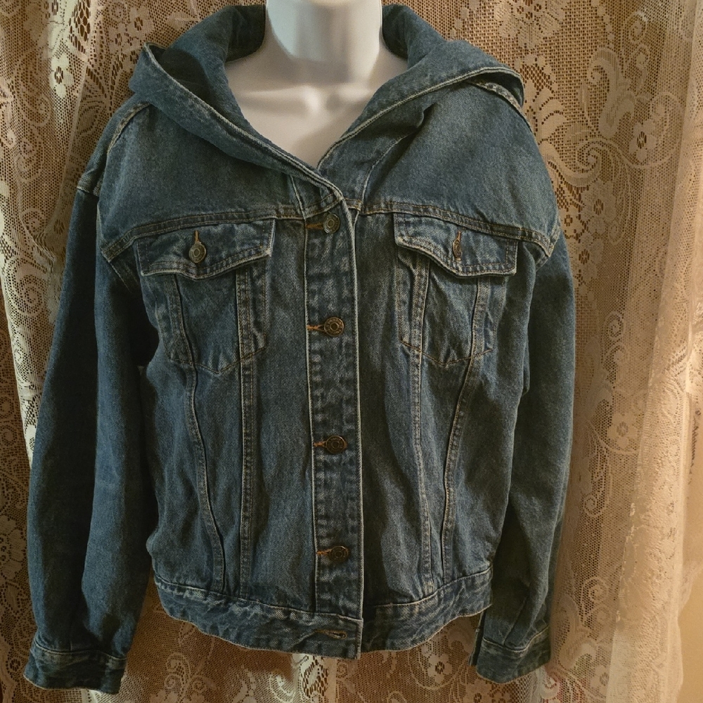 New Wild‎ Fable Women's Size XXS Hooded Blue Denim Jean Jacket